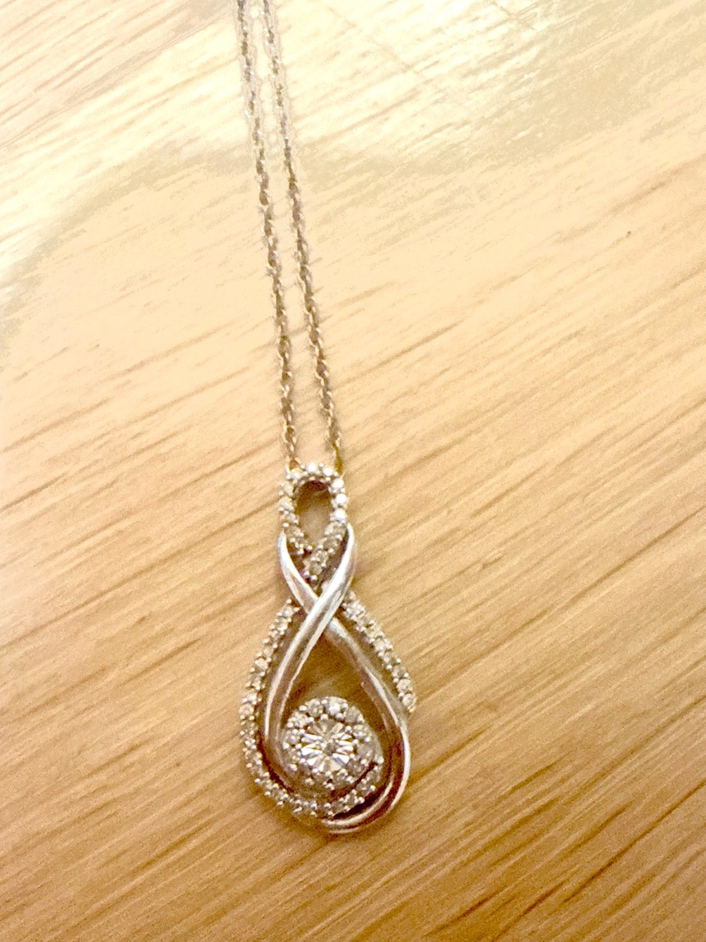 Zales Silver Infinity Teardrop Pendant Necklace